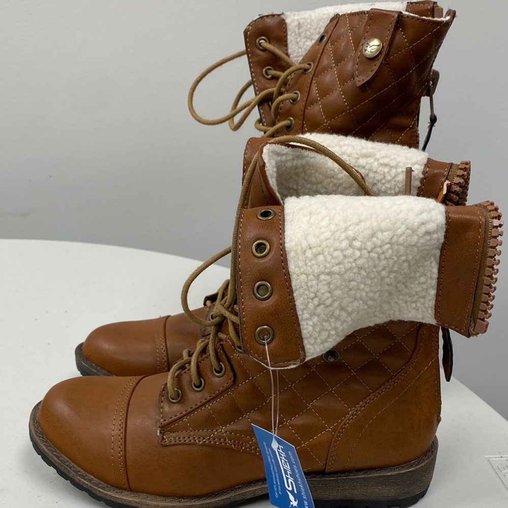😤😤 Shiekh Women's Fold Down Fur Combat Boots